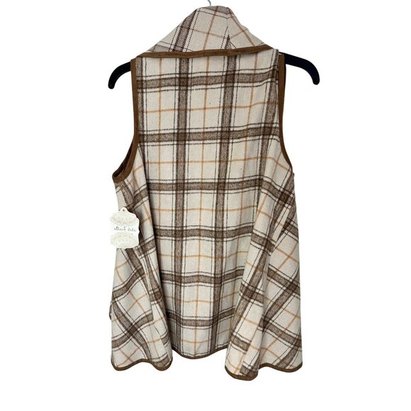 Clinton Boho Tan Plaid Knit Vest By Altard State Small Beige/Orange Wool Blend - Picture 3 of 9